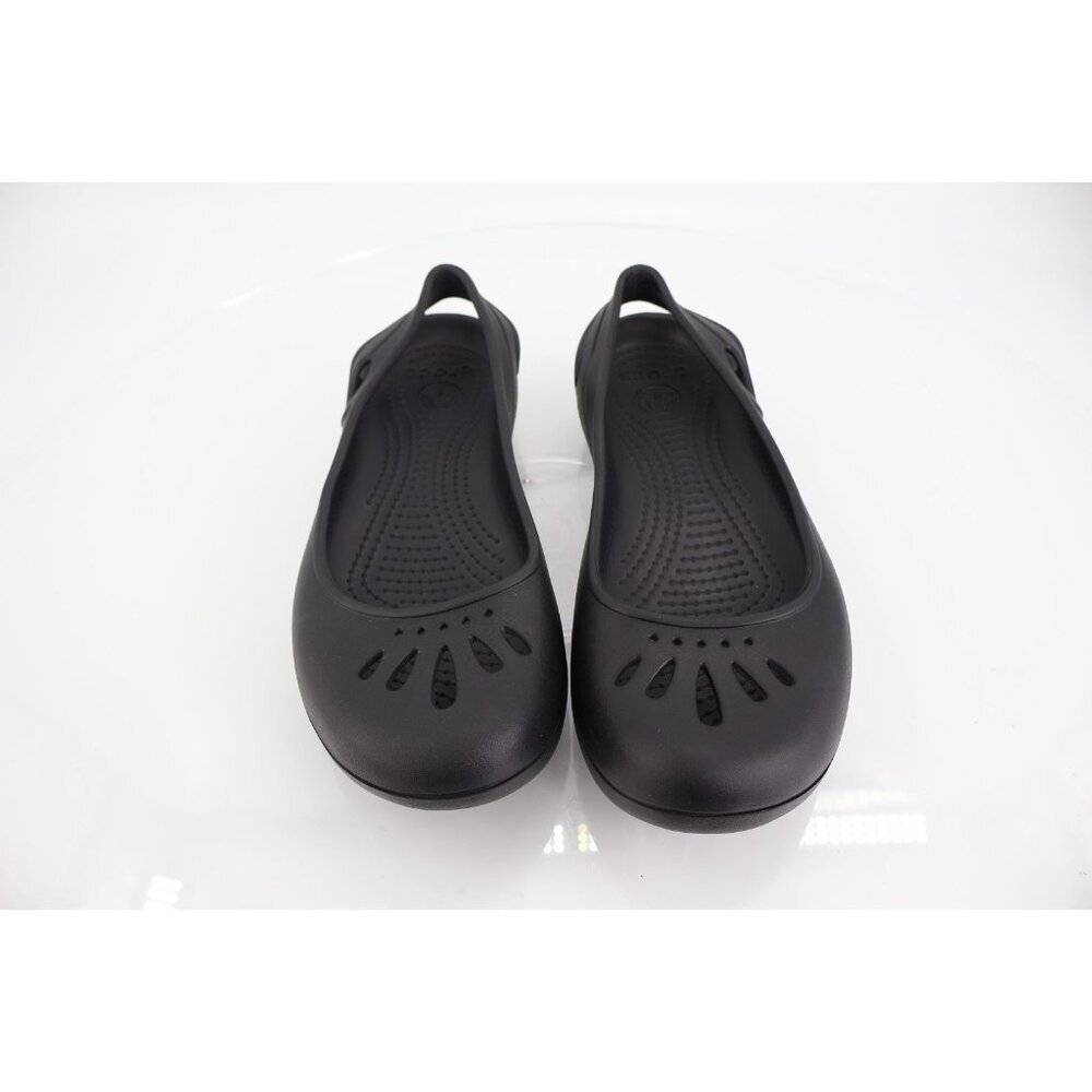 Crocs Kadee Women's Size 7 Black Rubber Ballet Flats Slip On Comfort Shoes - Picture 3 of 8